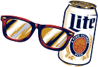 Sunglasses and Miller Lite Can